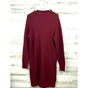 Michael Kors Women S Burgundy Long Sleeve Midi Sweater Dress Soft NEW